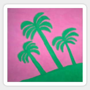 Pink and Green Palm Tree Silhouettes Sticker